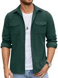 Leisure Waffle Shirt Jacket (US Only) Shirts coofandy Dark Green S 