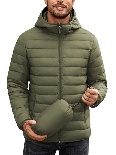 Packable Puffer Jacket with Hood (US Only) Jackets coofandy Army Green S 