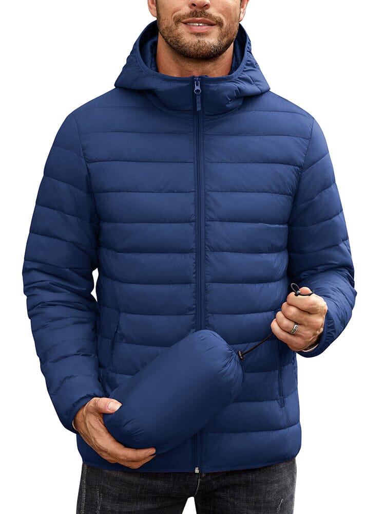 Packable Puffer Jacket with Hood (US Only) Jackets coofandy Blue S 