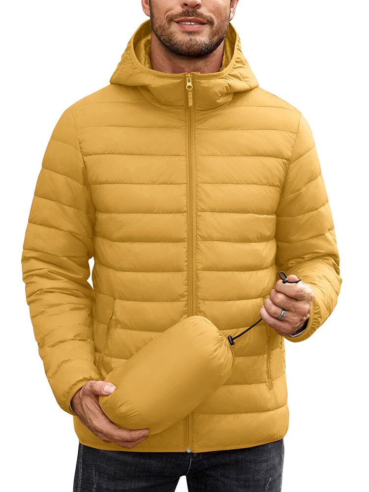 Packable Puffer Jacket with Hood (US Only) Jackets coofandy Yellow S 