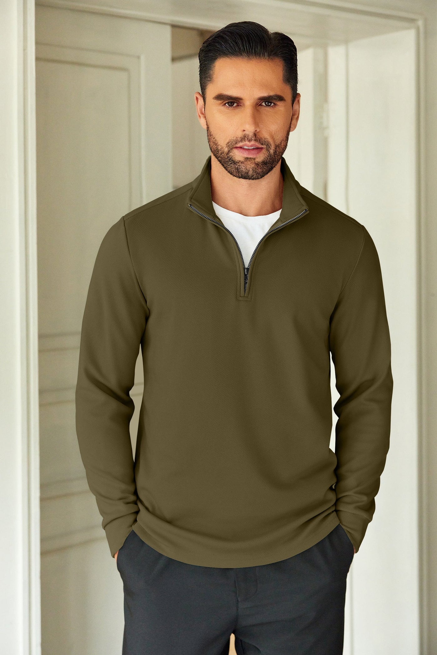 Casual Quarter Zip Sweatshirt (US Only) Shirts coofandy 