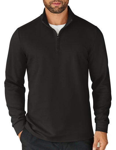 Casual Quarter Zip Sweatshirt (US Only) Shirts coofandy Black S 