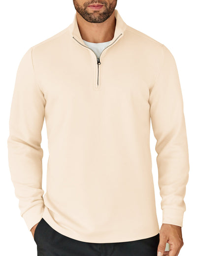 Casual Quarter Zip Sweatshirt (US Only) Shirts coofandy Beige S 