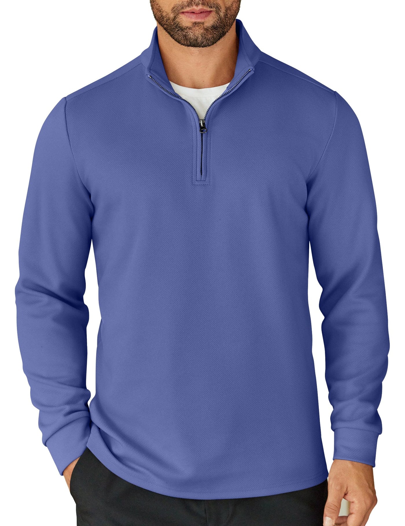 Casual Quarter Zip Sweatshirt (US Only) Shirts coofandy Denim Blue S 