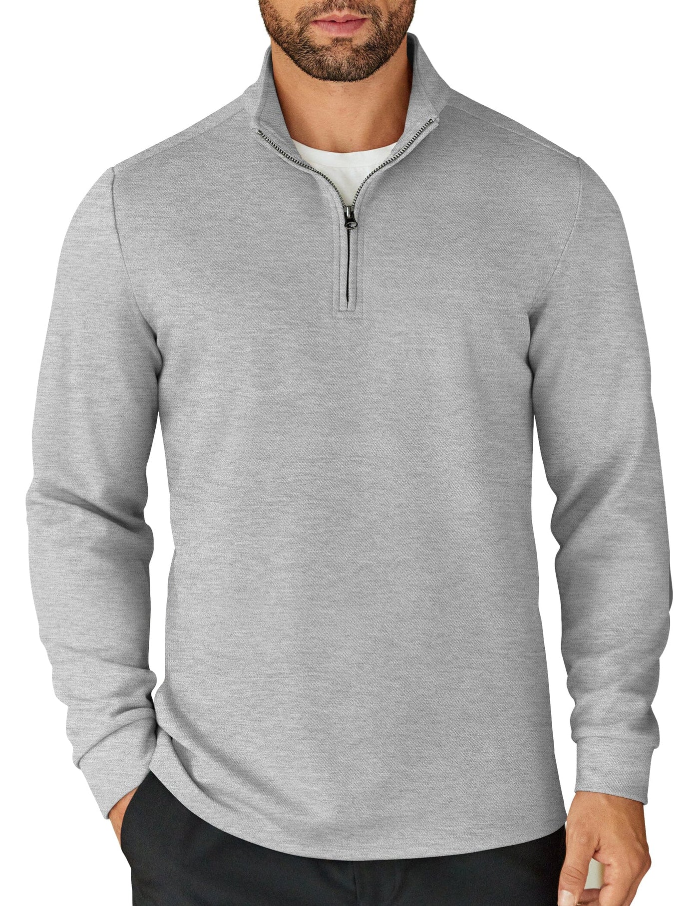 Casual Quarter Zip Sweatshirt (US Only) Shirts coofandy Light Grey S 