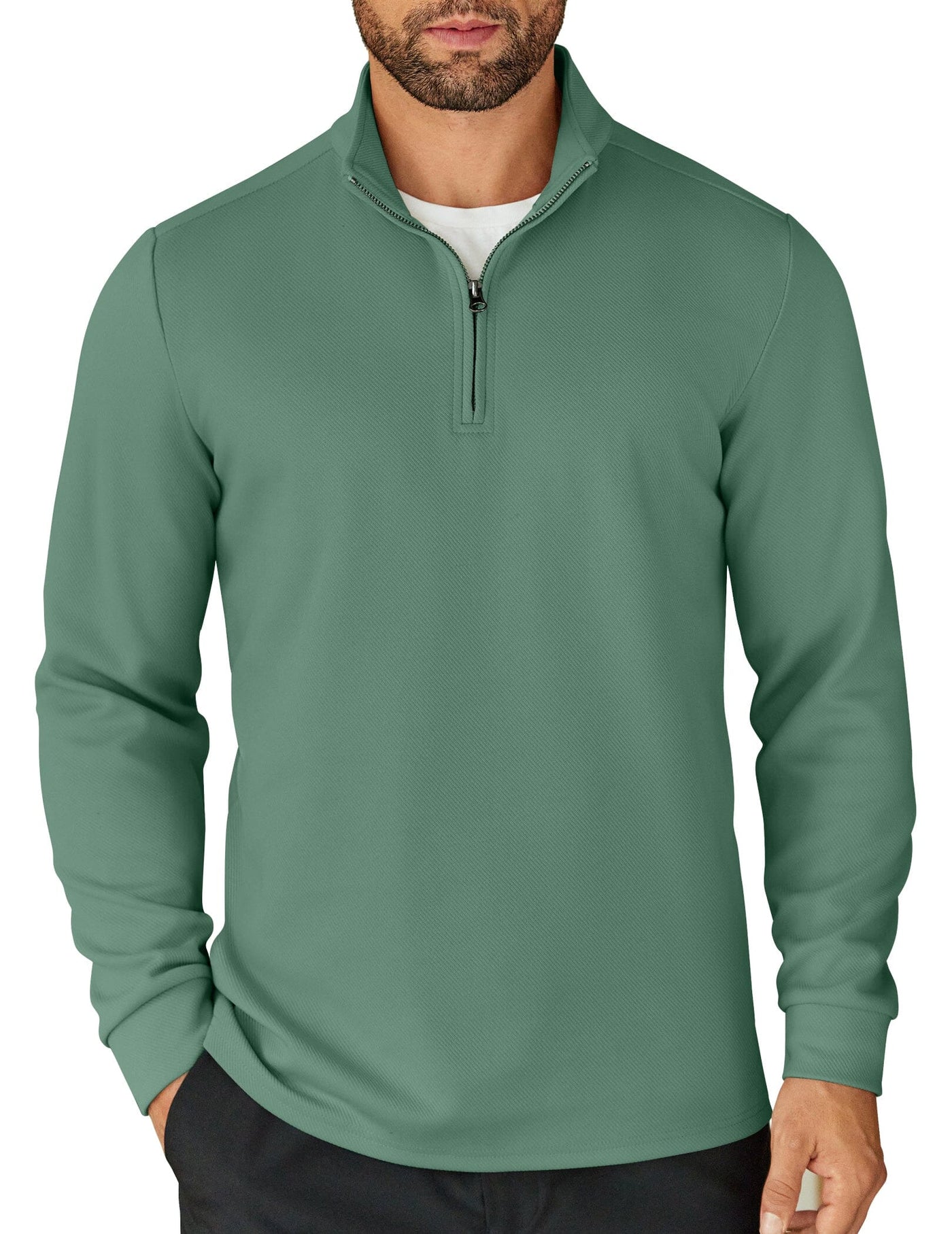 Casual Quarter Zip Sweatshirt (US Only) Shirts coofandy Green S 