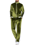 Soft Velour Velvet Tracksuit Set (US Only) Sets coofandy Army Green S 