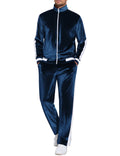 Soft Velour Velvet Tracksuit Set (US Only) Sets coofandy Navy Blue S 