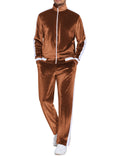 Soft Velour Velvet Tracksuit Set (US Only) Sets coofandy Brown S 