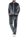 Soft Velour Velvet Tracksuit Set (US Only) Sets coofandy Grey S 