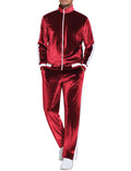 Soft Velour Velvet Tracksuit Set (US Only) Sets coofandy Red S 