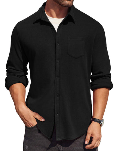 Classic Simple Shirt Jacket (US Only) Shirts coofandy Black S 