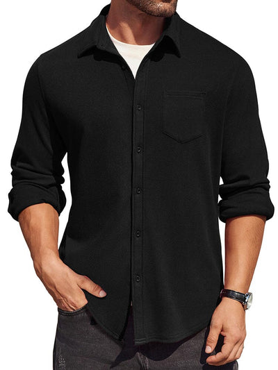 Classic Simple Shirt Jacket (US Only) Shirts coofandy Black S 