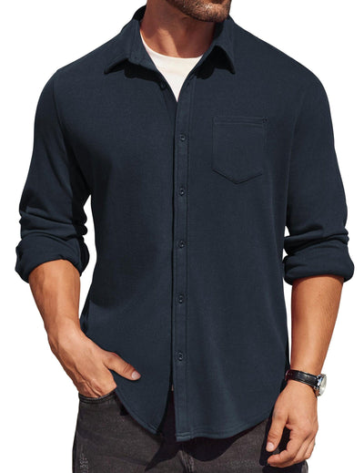 Classic Simple Shirt Jacket (US Only) Shirts coofandy Navy Blue S 