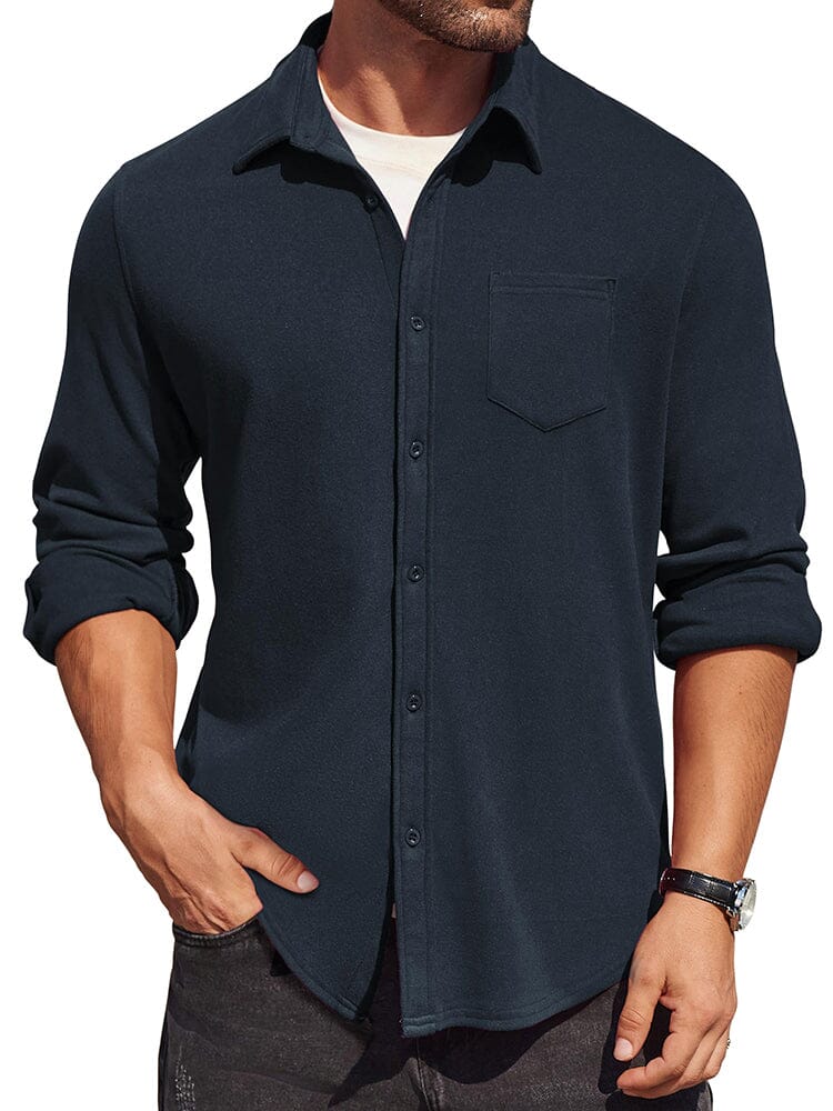 Classic Simple Shirt Jacket (US Only) Shirts coofandy Navy Blue S 