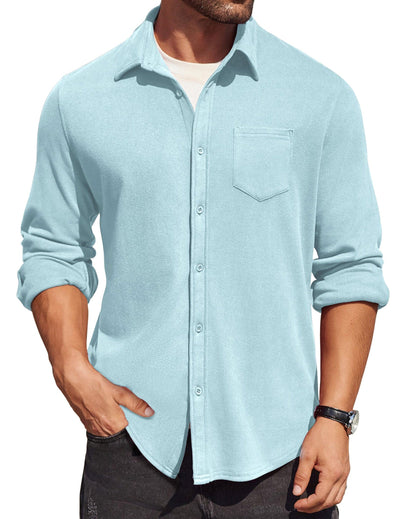 Classic Simple Shirt Jacket (US Only) Shirts coofandy Clear Blue S 