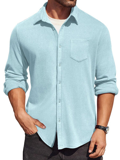 Classic Simple Shirt Jacket (US Only) Shirts coofandy Clear Blue S 