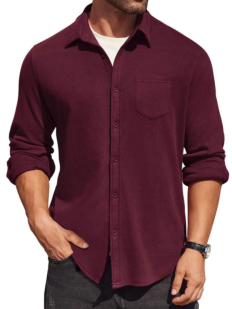 Classic Simple Shirt Jacket (US Only) Shirts coofandy Wine Red S 