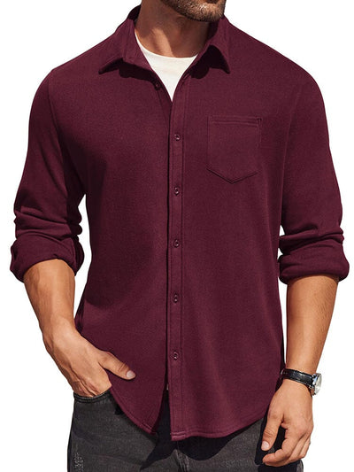 Classic Simple Shirt Jacket (US Only) Shirts coofandy Wine Red S 