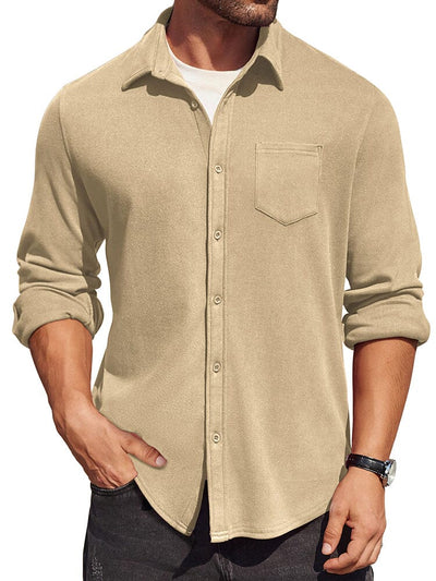 Classic Simple Shirt Jacket (US Only) Shirts coofandy Khaki S 