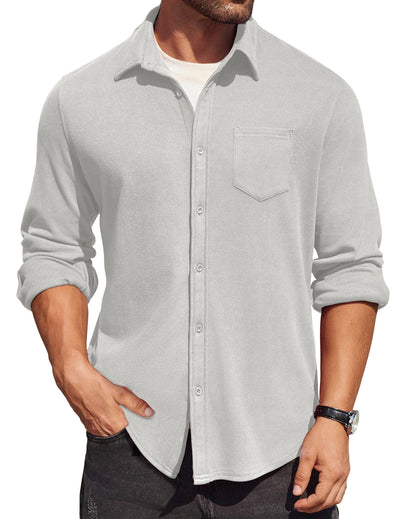 Classic Simple Shirt Jacket (US Only) Shirts coofandy Light Grey S 