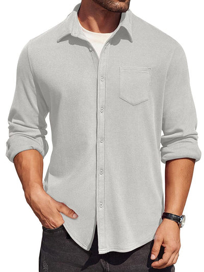 Classic Simple Shirt Jacket (US Only) Shirts coofandy Light Grey S 