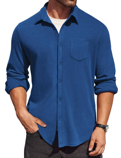 Classic Simple Shirt Jacket (US Only) Shirts coofandy Blue S 