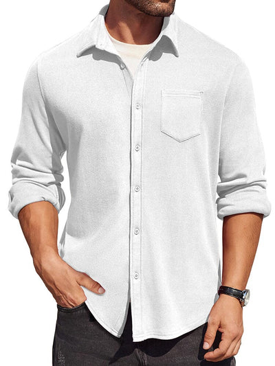 Classic Simple Shirt Jacket (US Only) Shirts coofandy White S 