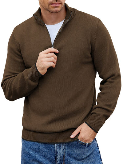 Lightweight Mock Neck Sweaters (US Only) Sweater coofandy Brown S 