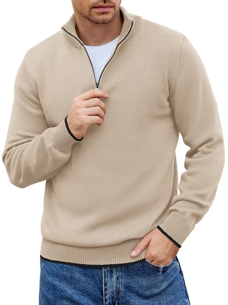 Lightweight Mock Neck Sweaters (US Only) Sweater coofandy Khaki S 