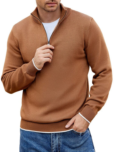 Lightweight Mock Neck Sweaters (US Only) Sweater coofandy Light Brown S 