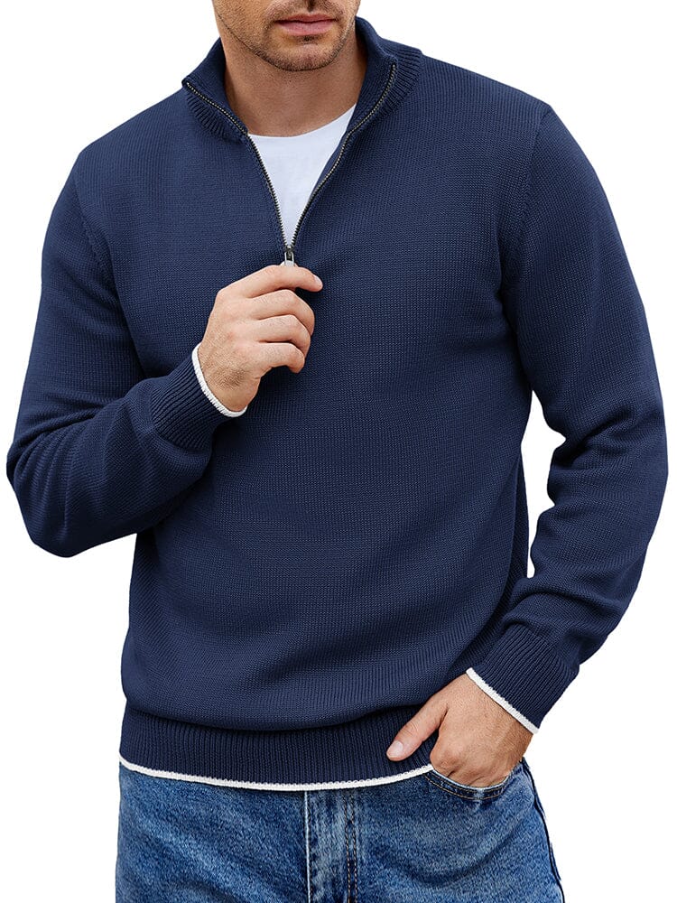 Lightweight Mock Neck Sweaters (US Only) Sweater coofandy Navy Blue S 