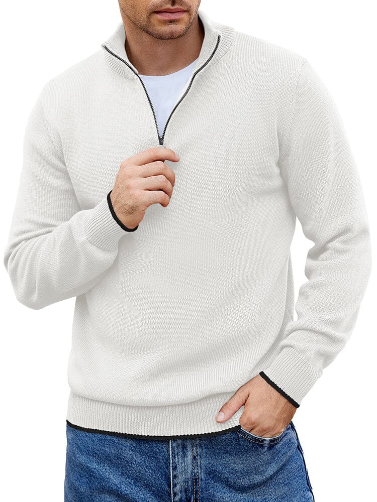 Lightweight Mock Neck Sweaters (US Only) Sweater coofandy White S 