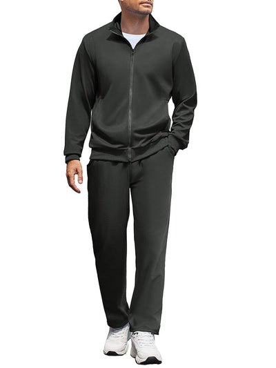 Casual Full Zip Tracksuit Set (US Only) Sports Set coofandy Dark Grey S 