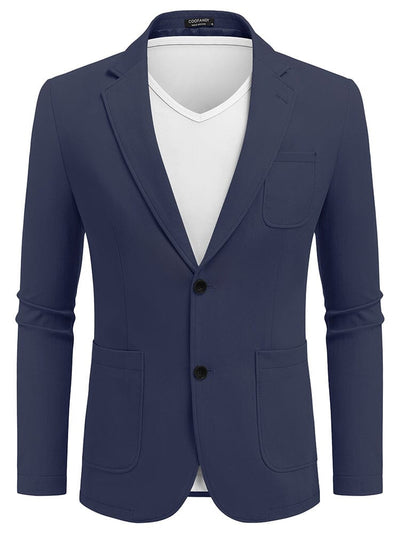 Casual Cotton Blazer Jacket (US Only) Blazer coofandy Navy Blue S 