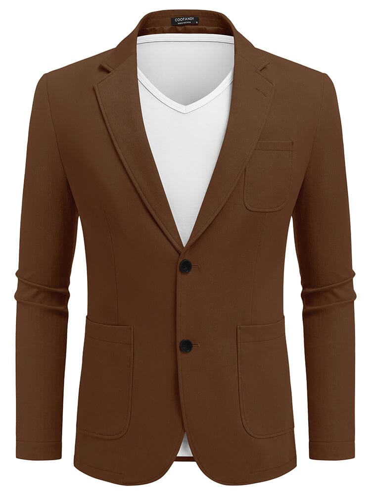 Casual Cotton Blazer Jacket (US Only) Blazer coofandy Brown S 