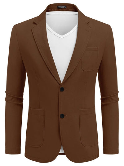 Casual Cotton Blazer Jacket (US Only) Blazer coofandy Brown S 