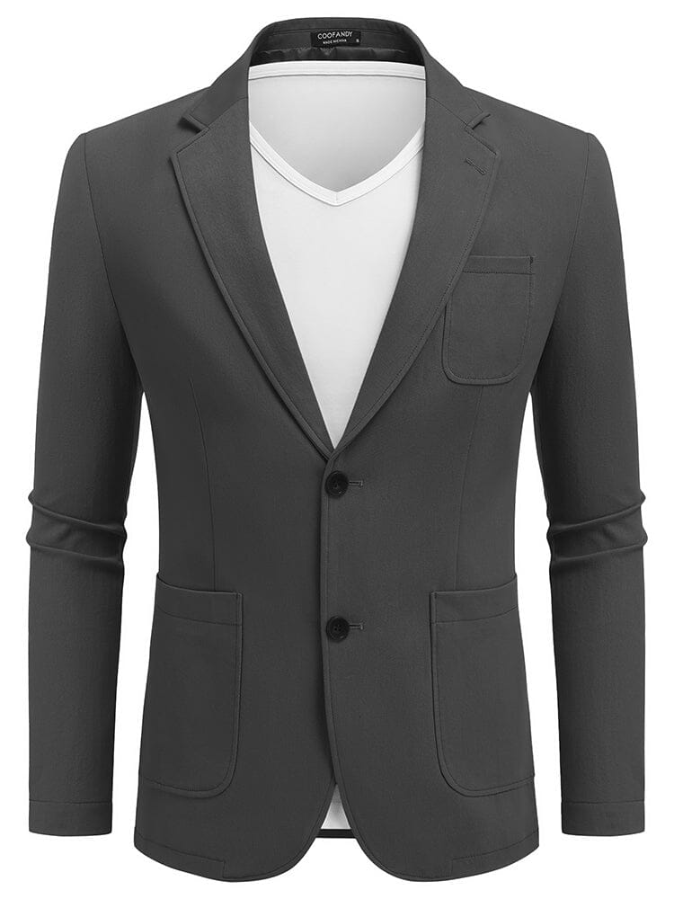 Casual Cotton Blazer Jacket (US Only) Blazer coofandy Dark Grey S 