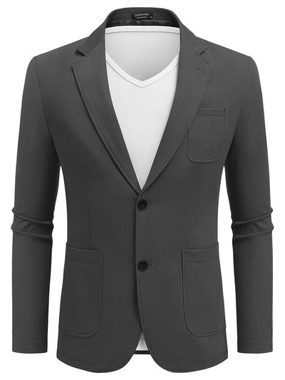 Casual Cotton Blazer Jacket (US Only) Blazer coofandy Dark Grey S 