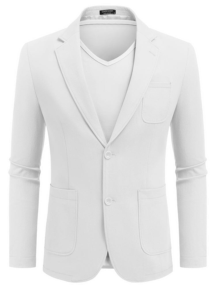 Casual Cotton Blazer Jacket (US Only) Blazer coofandy White S 