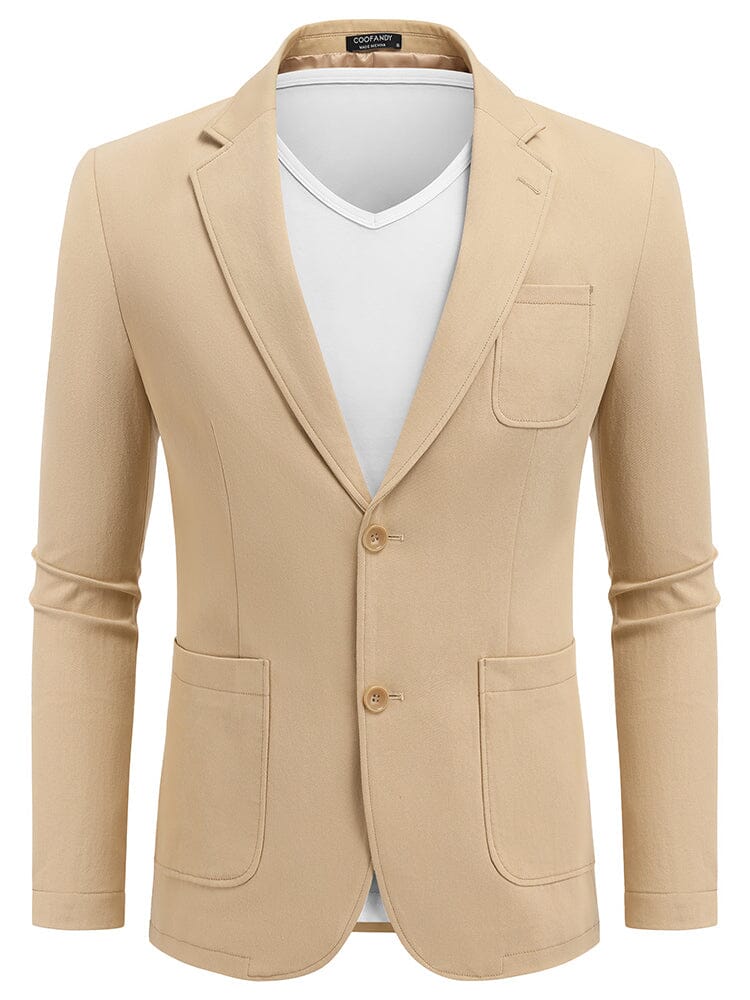 Casual Cotton Blazer Jacket (US Only) Blazer coofandy Khaki S 