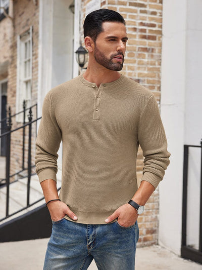 Casual Waffle Texture Henley Sweater (US Only) Sweater coofandy 