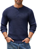 Casual Waffle Texture Henley Sweater (US Only) Sweater coofandy Navy Blue S 