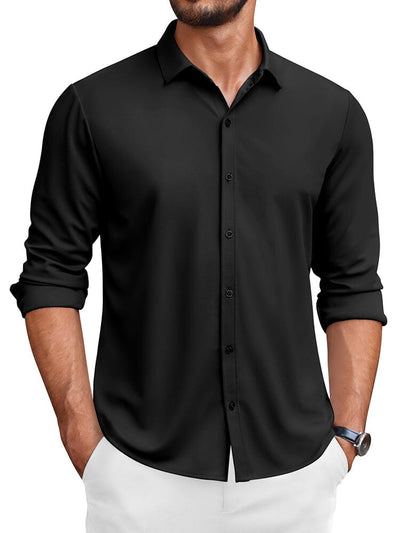 Classic Wrinkle-Free Dress Shirt (US Only) Shirts coofandy Black S 