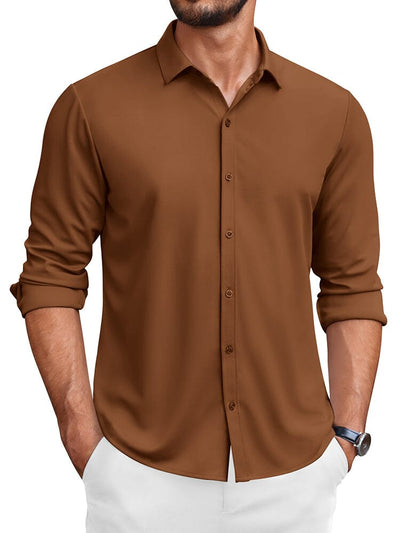 Classic Wrinkle-Free Dress Shirt (US Only) Shirts coofandy Brown S 