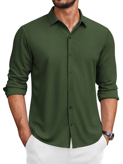 Classic Wrinkle-Free Dress Shirt (US Only) Shirts coofandy Army Green S 