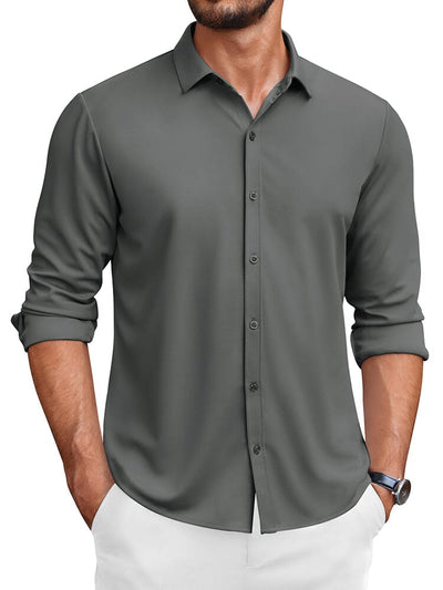 Classic Wrinkle-Free Dress Shirt (US Only) Shirts coofandy Dark Grey S 