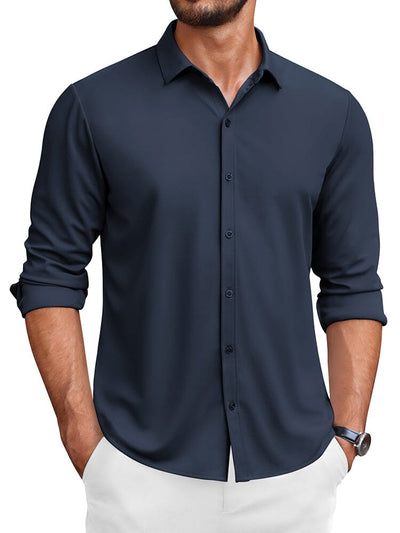 Classic Wrinkle-Free Dress Shirt (US Only) Shirts coofandy Dark Blue S 