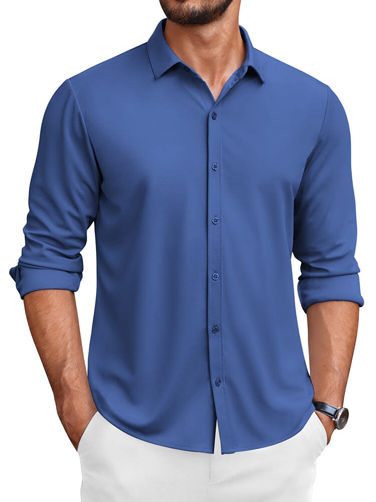 Classic Wrinkle-Free Dress Shirt (US Only) Shirts coofandy Royal Blue S 