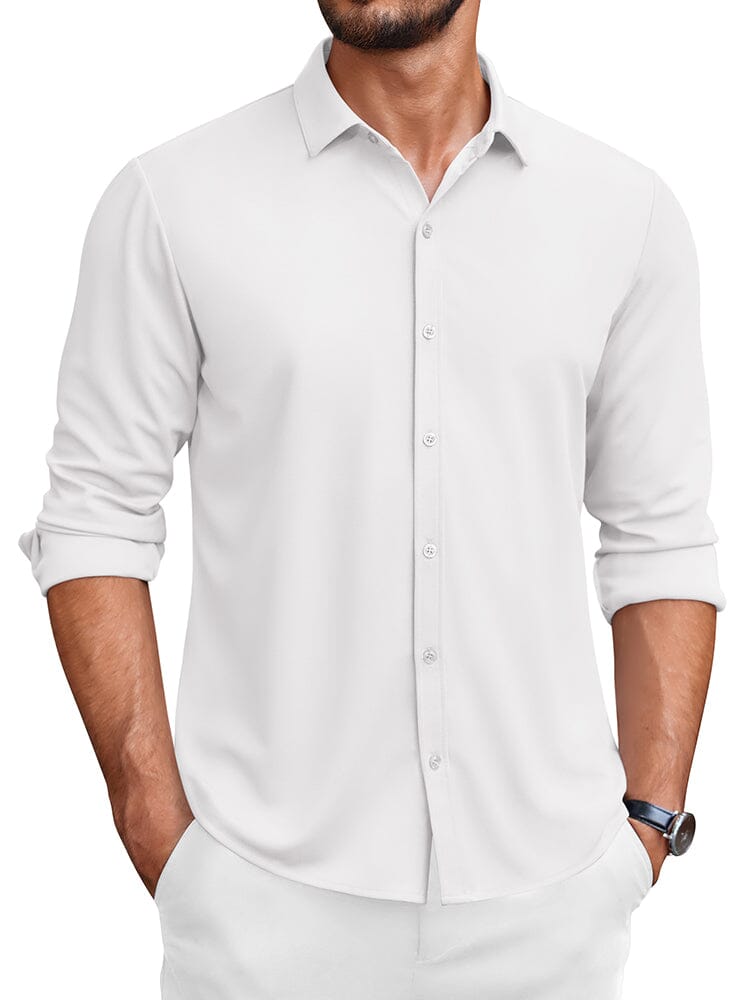 Classic Wrinkle-Free Dress Shirt (US Only) Shirts coofandy White S 